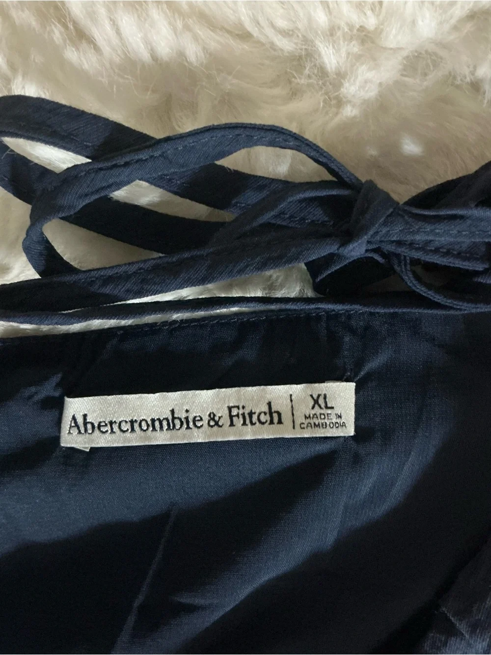 Abercrombie & Fitch Navy Tiered V-Neck Maxi with Spaghetti Straps With Pockets